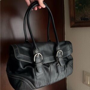 Y2K Vintage Coach Black Leather Handbag